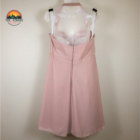 CHIFFON ALFRED ANGELO LOVES FIRST BLUSH Halter Neckline Sweetheart Dress Size 14 - Picture 2 of 16